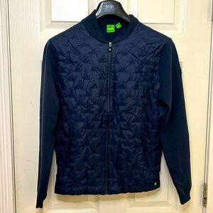 BOSS GREEN Front Zip Knit Mix with Quilted front - Size Med - Navy